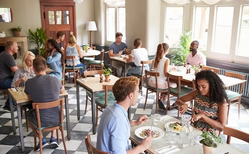 People dining in restaurant