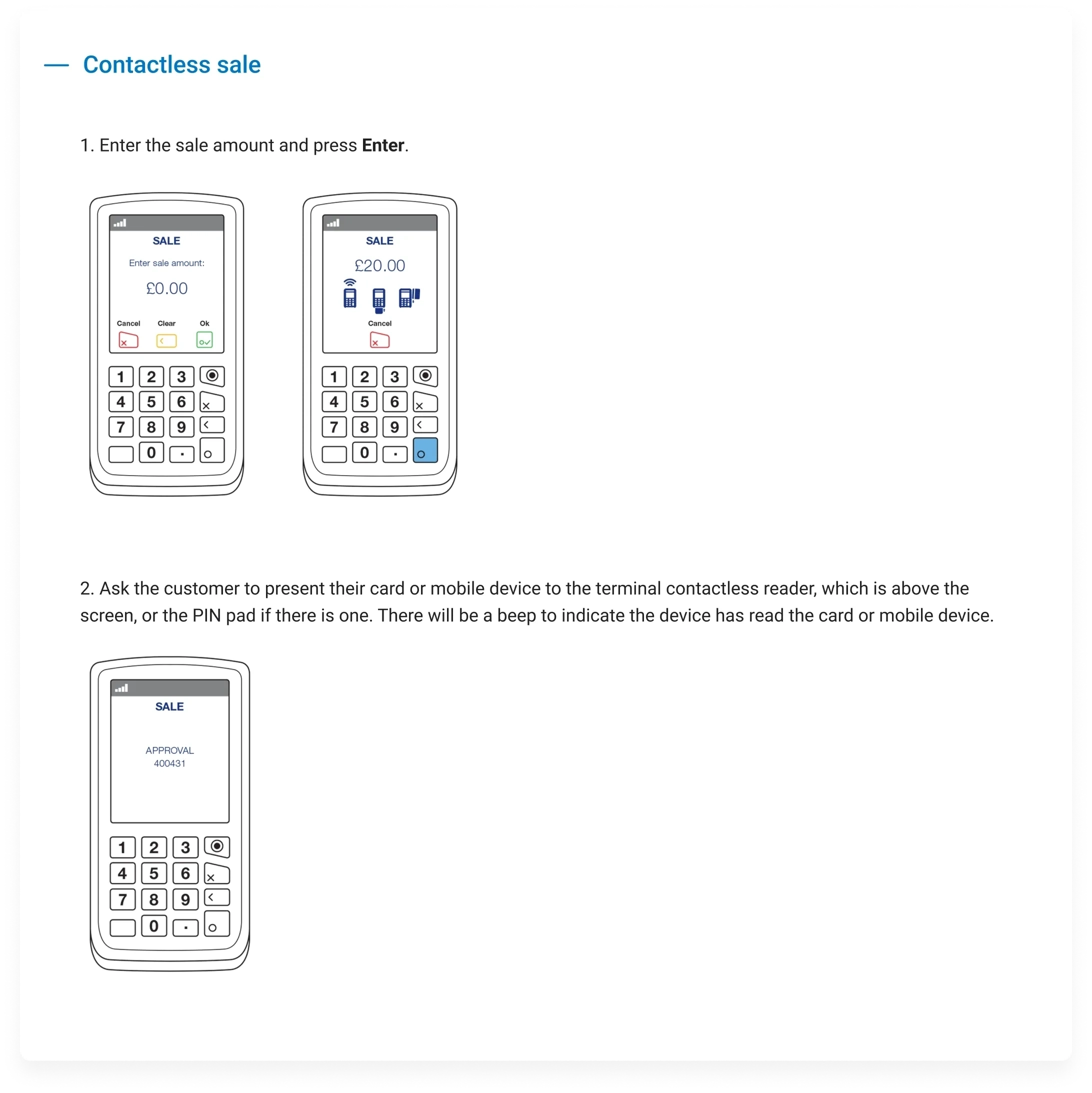 Contactless sale