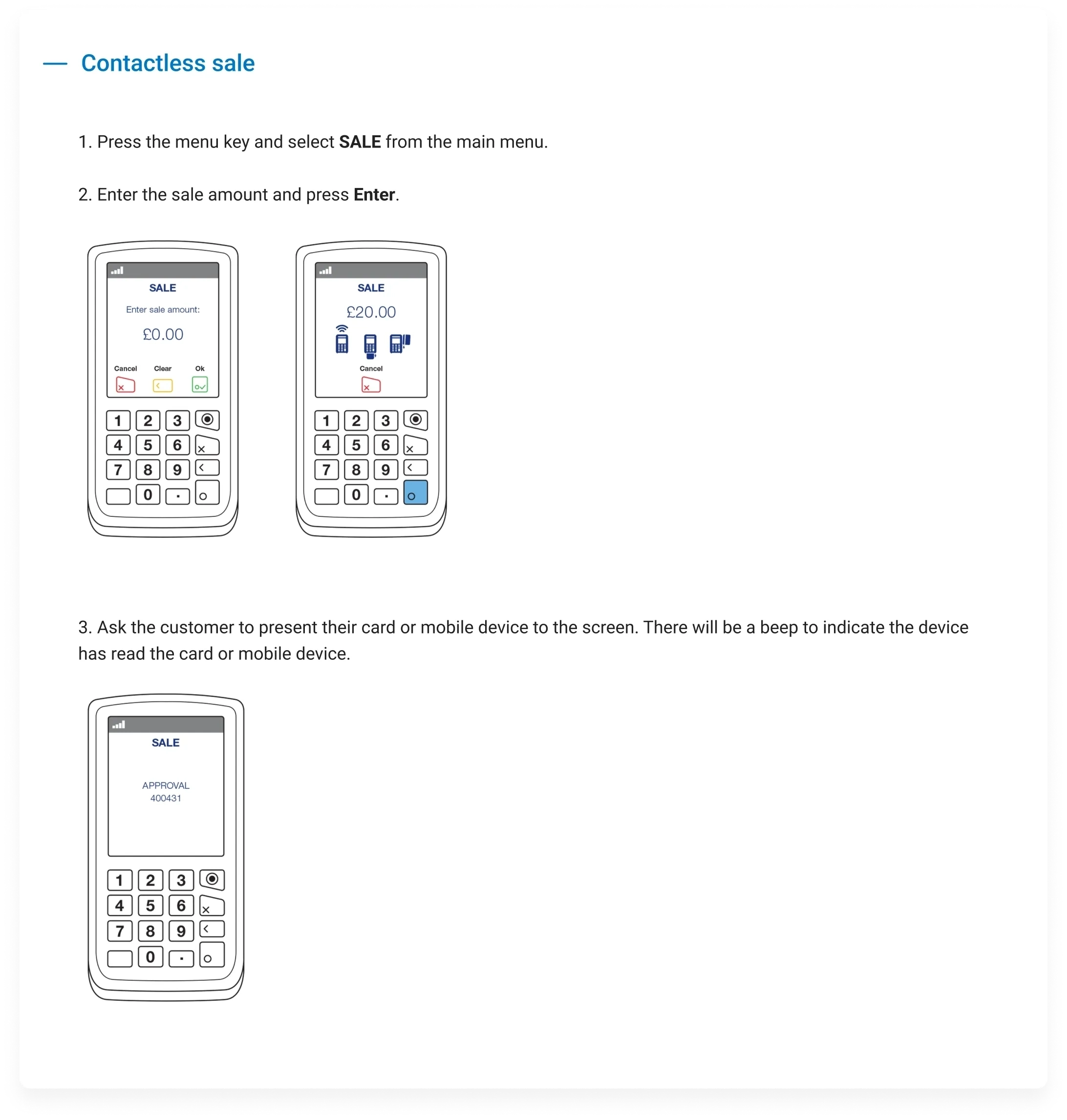 Contactless sale